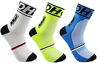 Libar Unisex Breathable Cycling Socks 3-Pack - Anti-Skid Nylon Running Trekking Athletic Socks for Men & Women (White+Green+Blue)