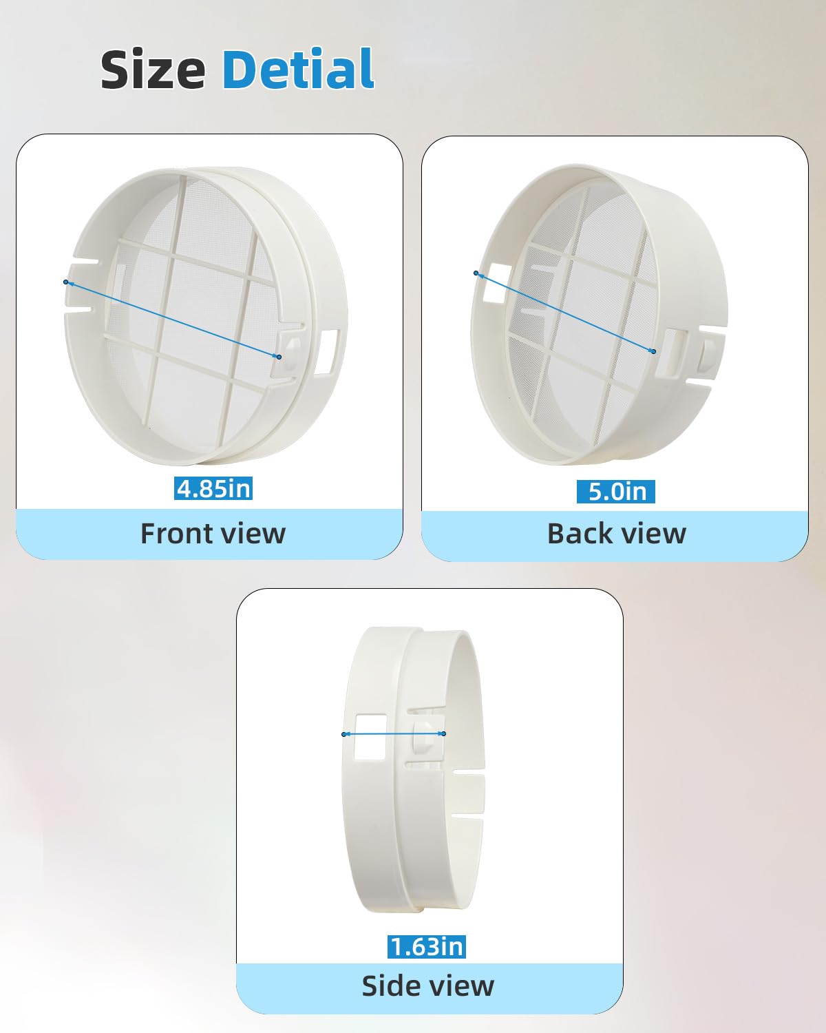 Pre-filtro lavabile per condizionatore d'aria portatile, misura perfetta, diametro 12,7 cm, confezione da 2, bianco