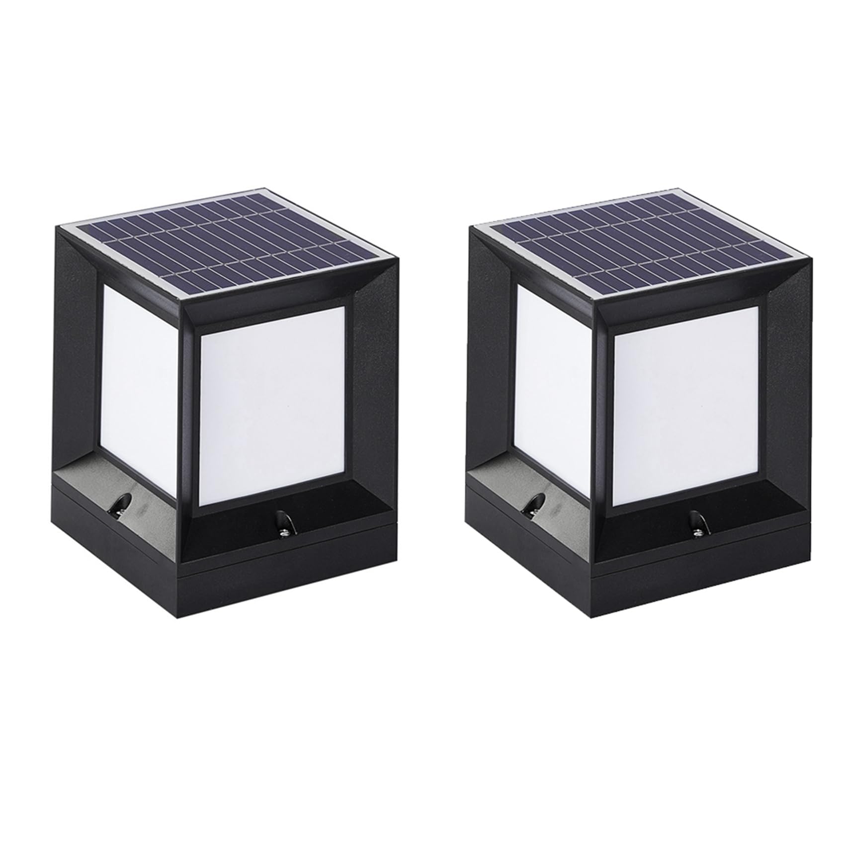 Vjsujehgy 2X LED Solar Column Headlight Solar Powered Pillar Lamp Waterproof Wall Light for Courtyard Landscape Garden 10CM