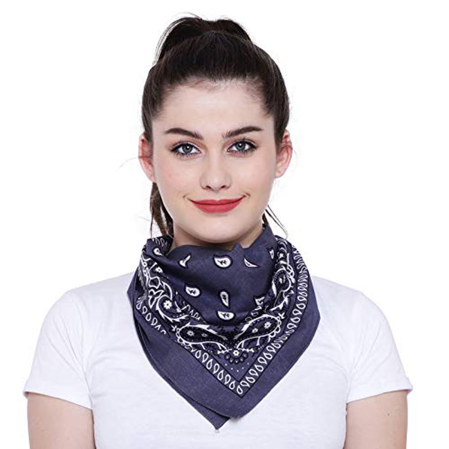Aadikart 100% Cotton Paisley Printed Novelty Cowboy Bandana Handkerchiefs Multi-purpose For Men and Women Pack of 4 (4 Grey) 3