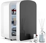 9L Mini Fridge for Bedroom - Car, College Dorm Room & Office Desk 12v Portable Cooler Warmer Skincare, Beauty Makeup, Drinks, Food AC/DC Small Refrigerator with Glass Front, 110 Volts, Black
