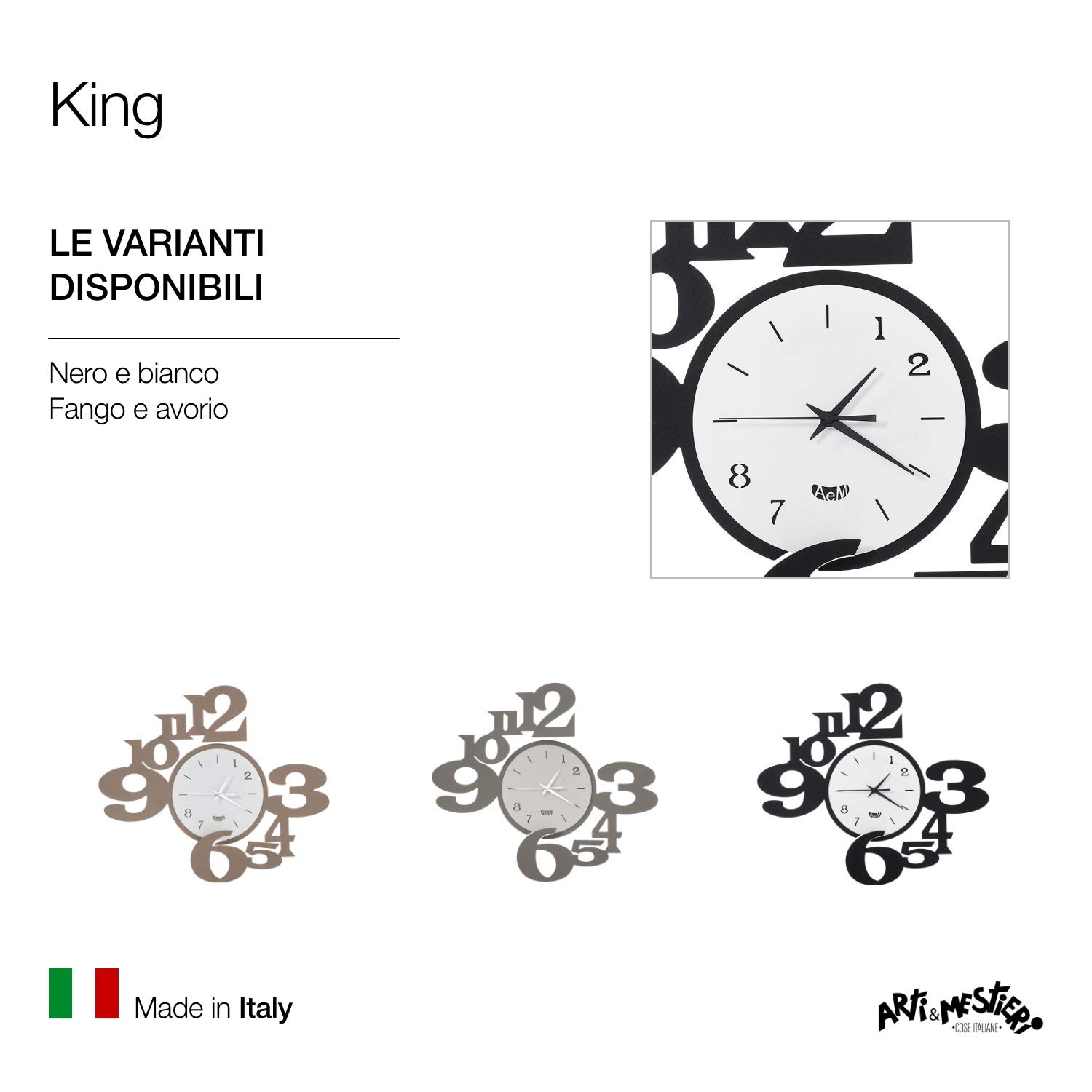 Arti e Mestieri Collezione Robin orologio da parete grande in metallo