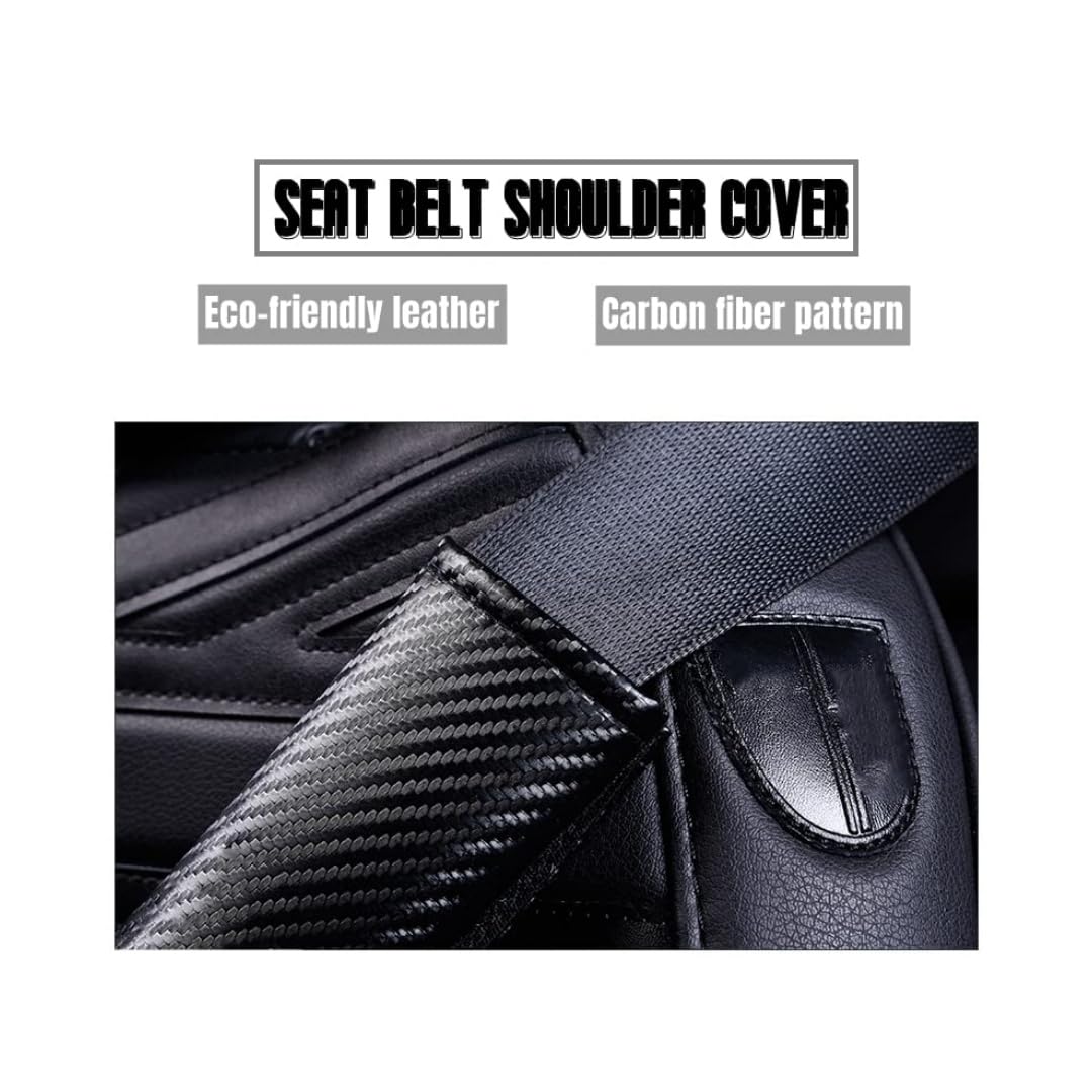 Car Seat Belt Pad Cover - Carbon Fiber Sports Leather Design - Universal Shoulder Strap Protector For Comfort & Style