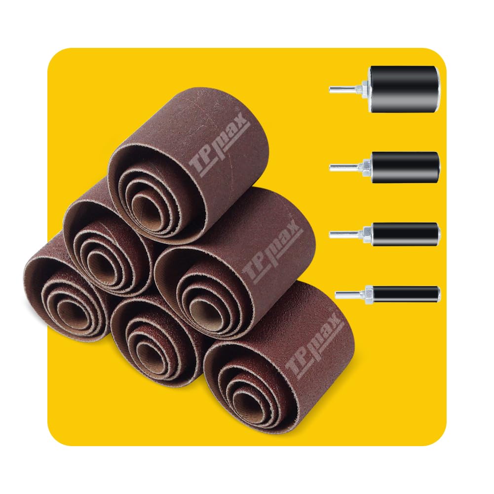 28-Piece Sanding Drum and Sleeve Kit for Drill - 2-Inch Length - Assorted Grits - Diameters of 1/2 in, 3/4 in, 1 in, and 1-1/2 inches