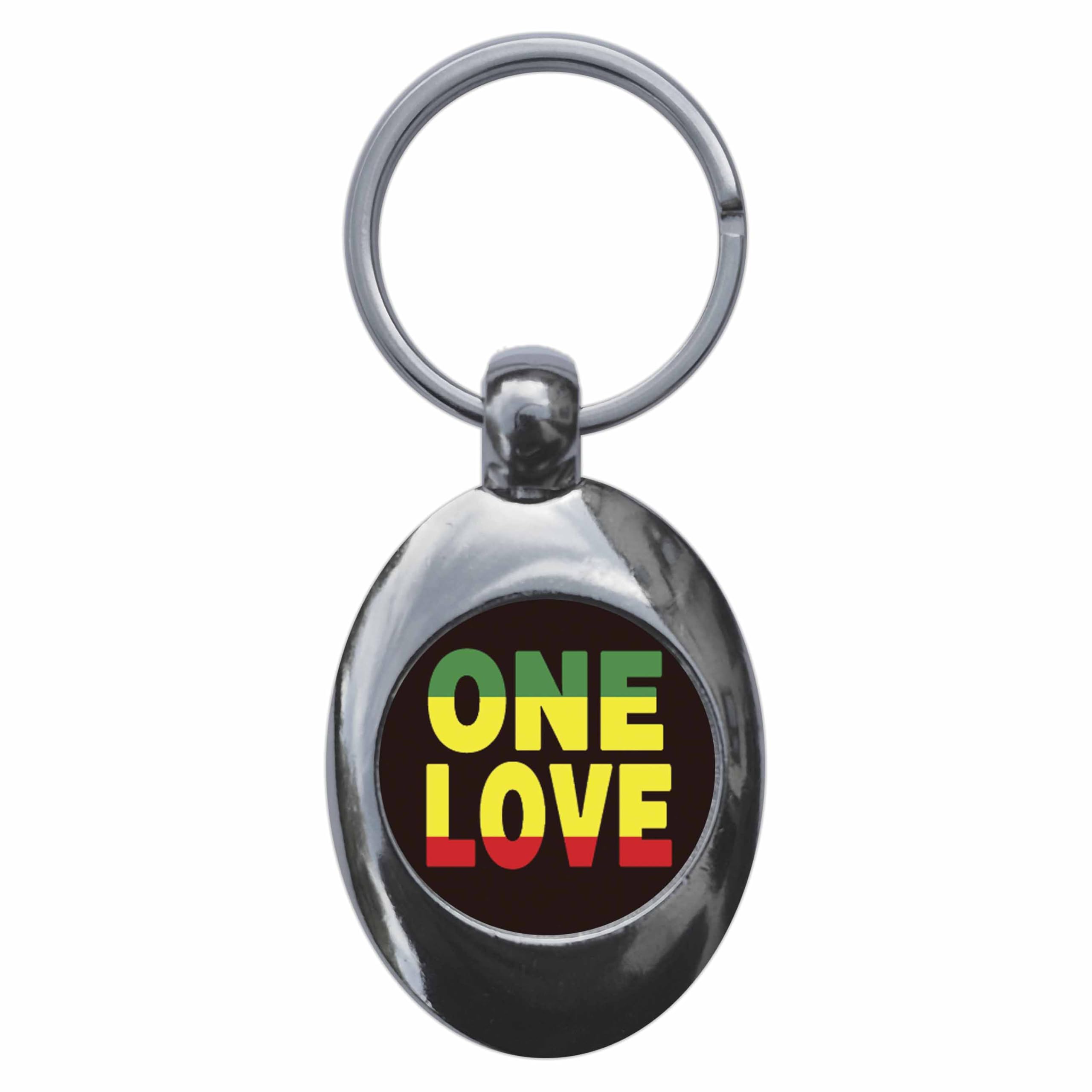 Ozorath ONE LOVE REGGAE RASTAFARIAN JAMAICAN TROLLEY COIN KEYRING KEYCHAIN KEY RING CHAIN