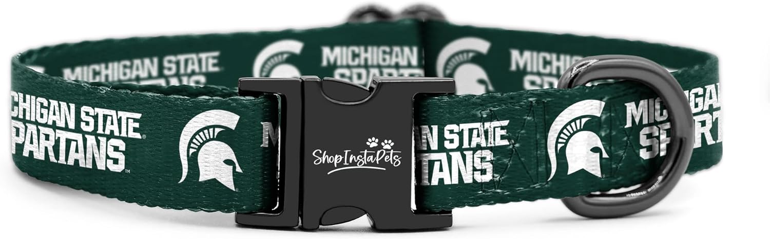 Michigan State Spartans Collars and Leashes | Officially Licensed | Adjustable-Fits All Pets! (Small Collar)
