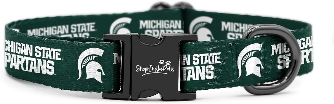 أطواق ومقودات فريق Michigan State Spartans | مرخصة رسميًا | قابلة للتعديل لتناسب جميع الحيوانات الأليفة! طوق كبير