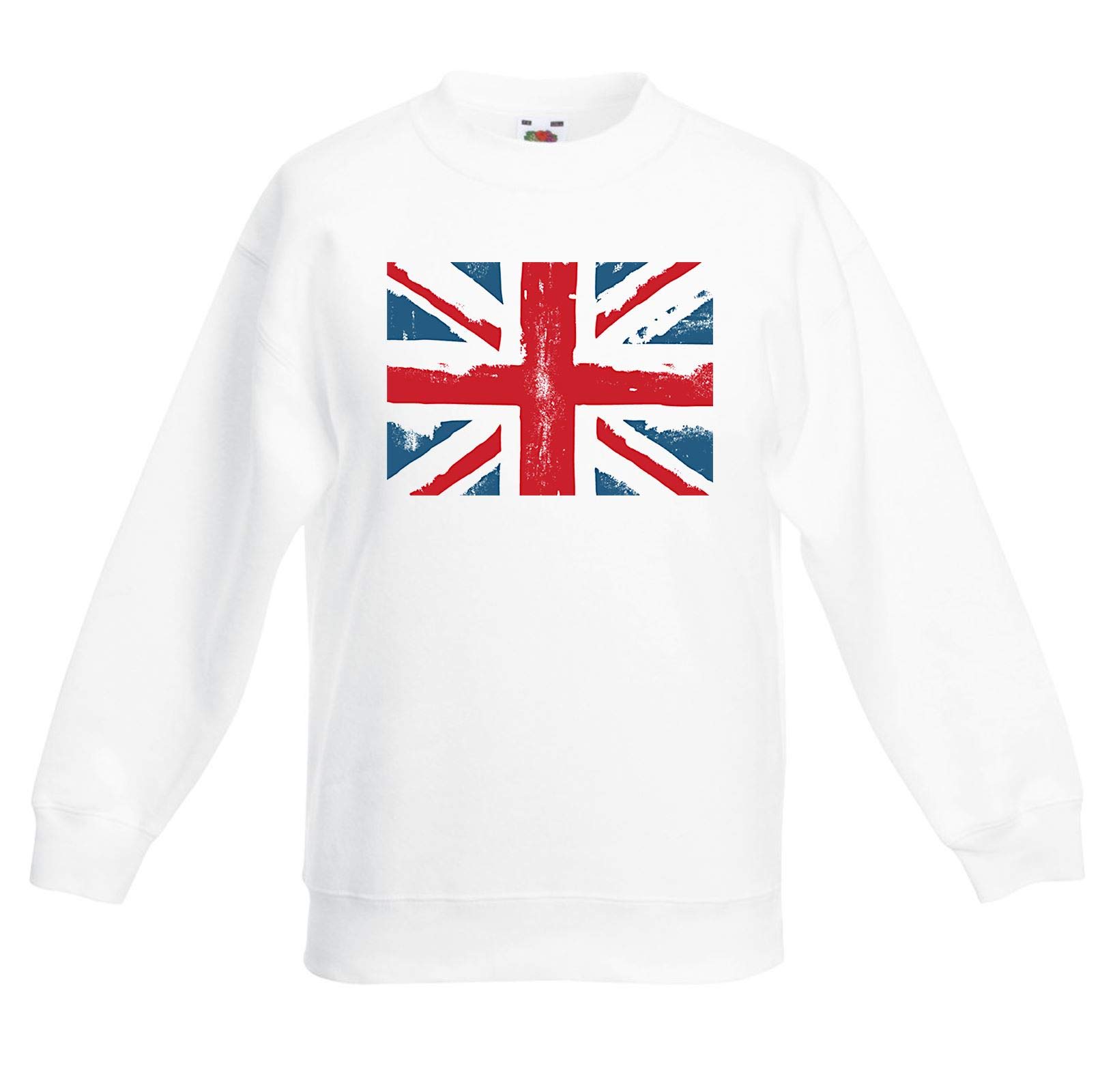 Tribal T-Shirts Union Jack British Flag Children's Toddler Kids Sweatshirt Jumper (3 to 4, White)
