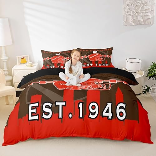 Miniatura 10 de Erosebridal Funda de edredón personalizada de fútbol completo, juego de ropa de cama para niños y niñas, funda de edredón del equipo de fútbol,