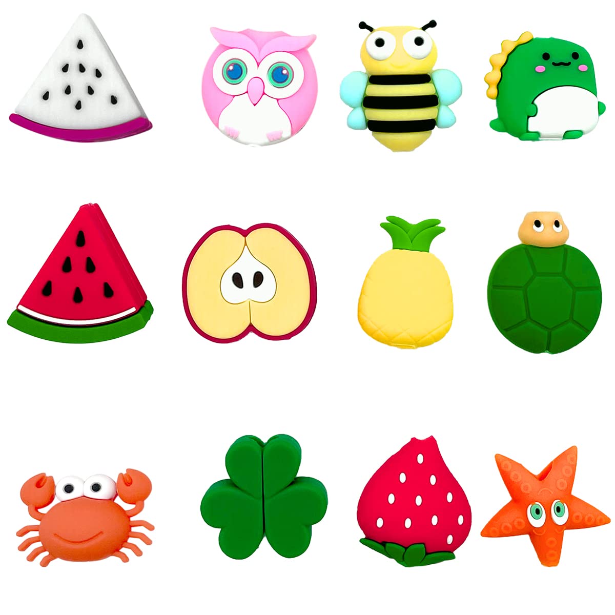 Confezione da 12 protezioni per cavi a forma di frutta, per chomper, masticatori, amici, accessori per cellulare, cavo di ricarica USB