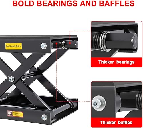 Miniatura 5 de Gato de motocicleta de 1200 libras, soporte de elevación de motocicleta para motocross, ATV, gato de tijera con manivela y barra disyuntora (rojo)