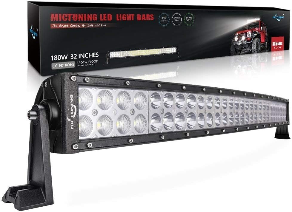 MICTUNING 32inches 180W 3B239C Curved LED Work Light Bar Combo Off Road Driving Fog Light
