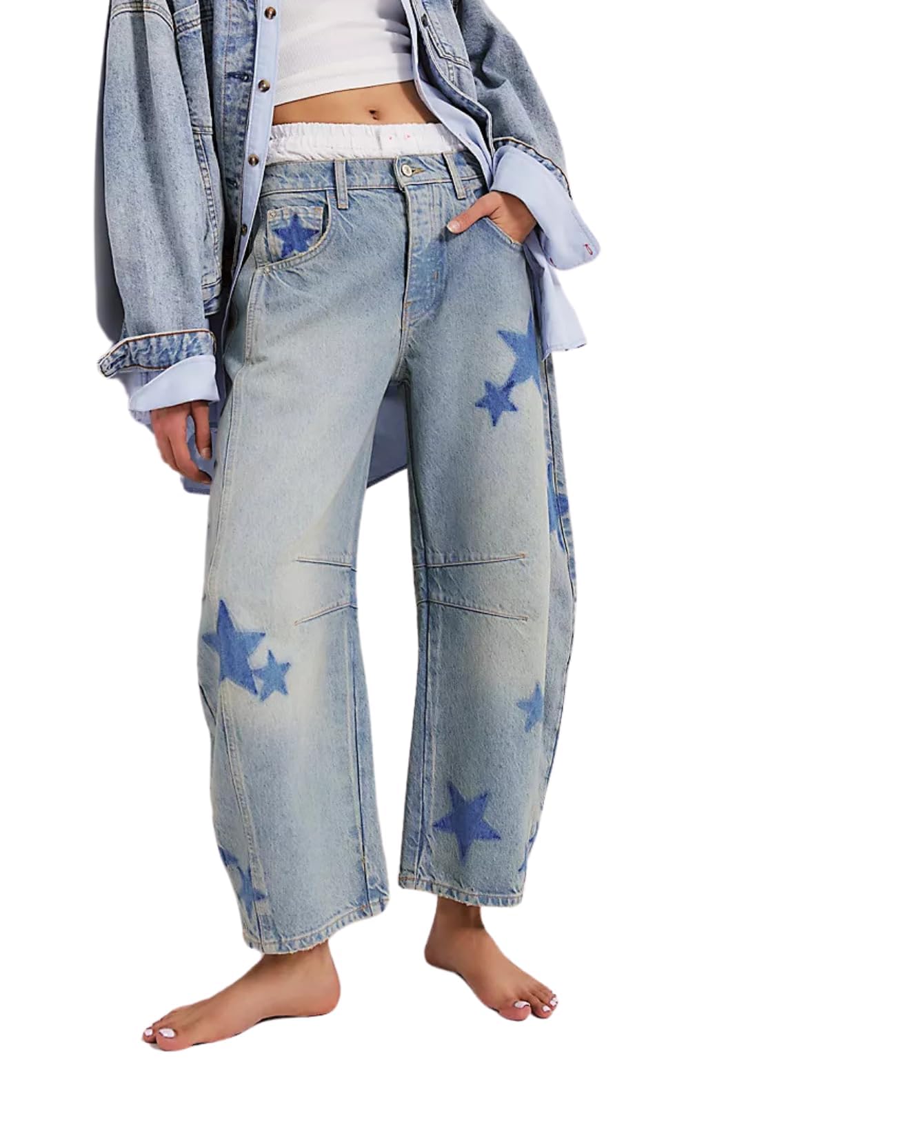 Vintage Y2K Cargo Jeans for Women Barrel Baggy Jeans Wide Leg High Waist Midrise Button Fly Causal Denim Pants