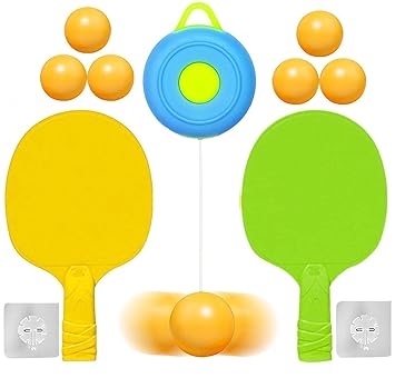 Amitasha Hanging Table Tennis Trainer Portable Ping Pong Physical Activity Toy for Kids with 2 Racket & 6 Balls Pingpong for Outdoor & Indoor Games Boys Girls Gift - image, photos