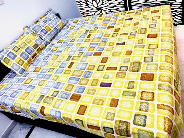 100% Cotton Satin 250 TC Printed Multicolor Double Bedsheet with 2 Pillow Covers – 90 X 100 Inches (7.5 x 8.3 Feet) by Omkar by R3 Inc.