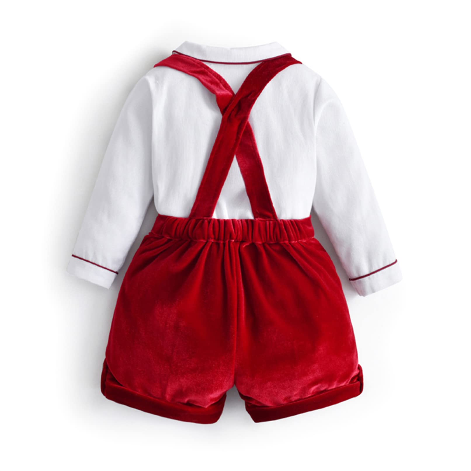 TiaoBug Bambino Neonato Completini e Coordinati Tuta da Gentleman Battesimo Abiti Bimbo Nozze Cerimonia Abbigliamento Set con Camicia + Pantaloncini in Velluto + Berretti