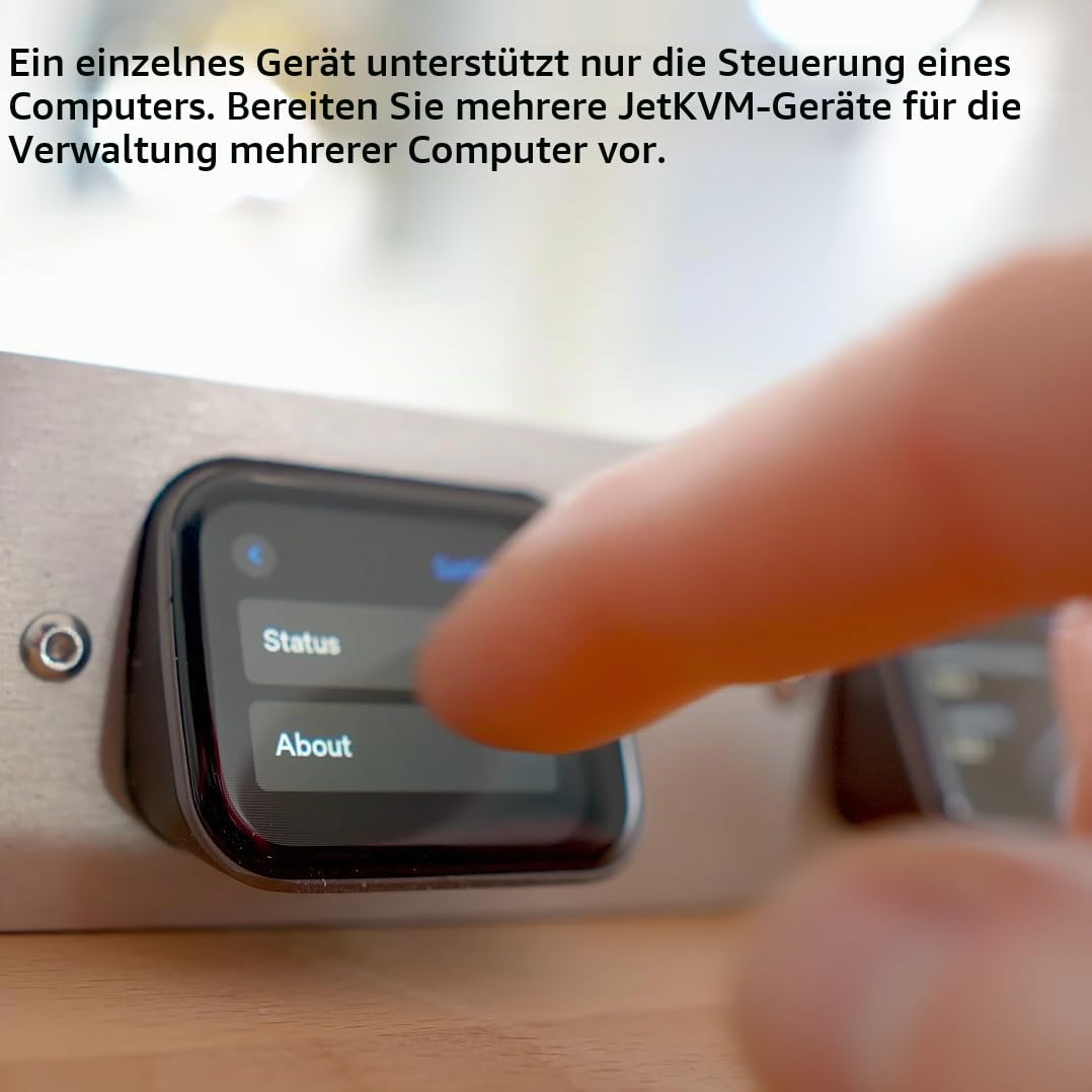 JetKVM IP KVM Over IP PC Fernsteuerung, Open-Source Jet KVM Ethernet mit Touchscreen LCD, Niedriglatenz Fern-BIOS Zugriff kompatibel mit Windows Mac Linux Raspberry Pi Server Rechenzentrum Büro
