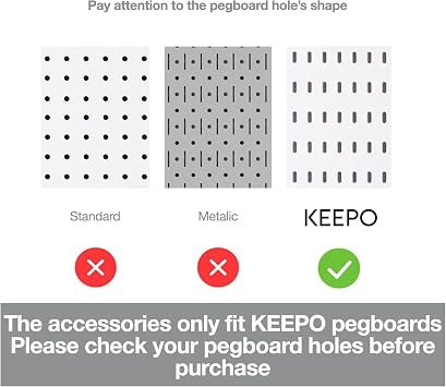 Pegboard Accessories, Peg Board Accessory Kit for Wall Organizer, Office Pegboard Accessories, Container, Racks, Hooks, Shelving White Accessories