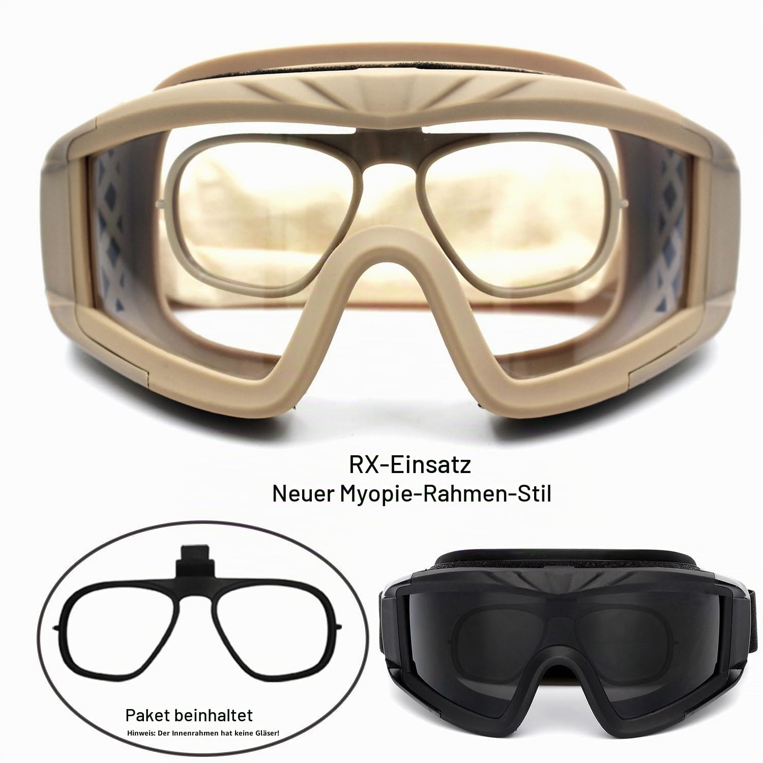 Taktische Airsoft-Schutzbrille für Outdoor-Sport, Militär, mit 3 austauschbaren Gläsern, schlagfest, Jagdbrille, UV400-Schutz, Schießbrille für Männer und Frauen, Motorrad, Reiten, Wargame, Paintball | UV400-Schutz, Anti-Beschlag-Schutzbrille, ANSI Z87.1,