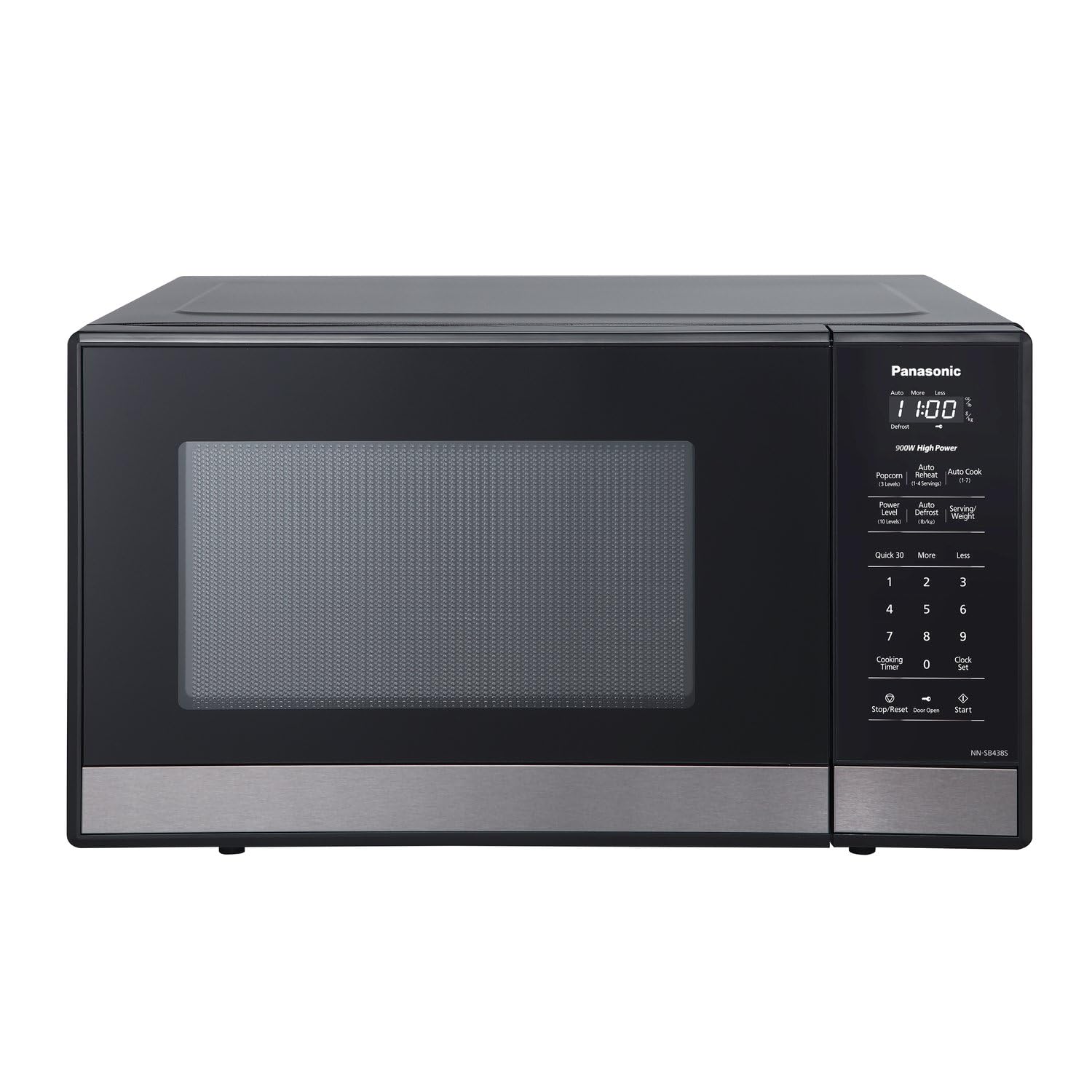 Panasonic NN-SB438S Compact Microwave Oven, 0.9 cft, Black Stainless Steel