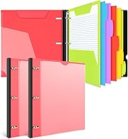 Vista 9 de INFUN Carpeta de plástico telescópica todo en uno, carpeta de anillas de 3 anillas con 1 bolsillo móvil de plástico, 5 separadores de plástico