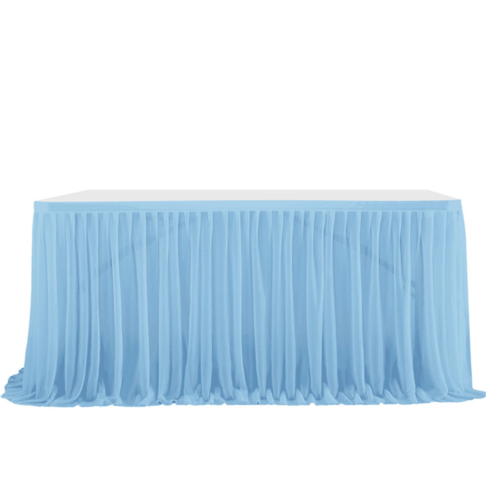 Highdi Tulle Table Skirt for Parties Rectangular Table, Fluffy Tulle Desk Gauze for Wedding Parties Birthday Parties and Home Cake Table Décor (9FT/275x77cm,Haze Blue)