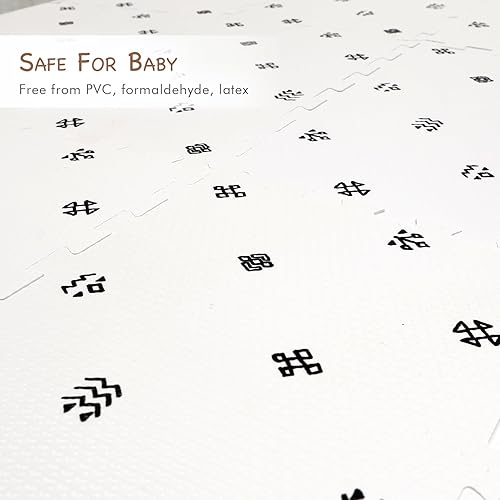 Miniatura 4 de TCBunny - Alfombra de juego extragrande para bebés, tapete de espuma de rompecabezas de 4 x 6 pies para niños y niños pequeños (bohemia)