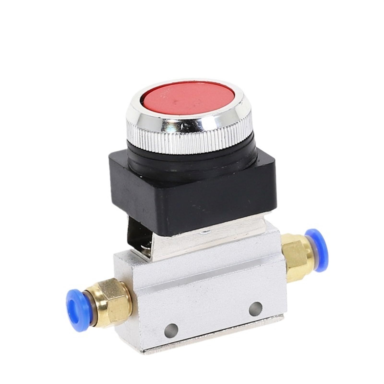 Válvula mecánica MOV-03B, rosca de 1/8 de pulgada, 2 posiciones, 3 vías, botón pulsador plano rojo y verde, válvula neumática momentánea, 1 unidad(No Fittings red)