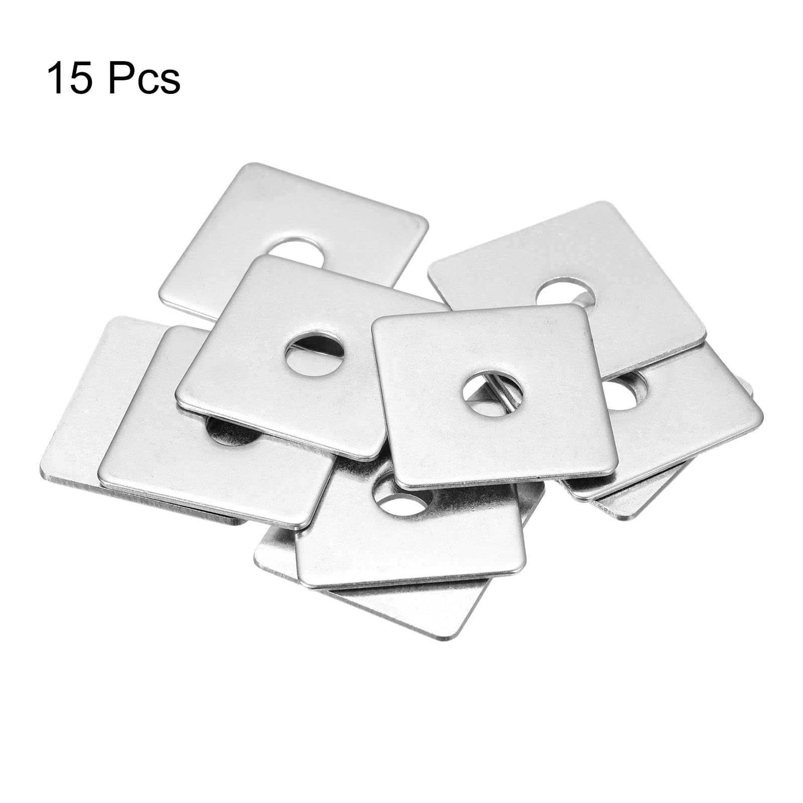 sourcing map Quadratische Unterlegscheiben, 15 Stück, M10 x 40 x 40 x 2 mm, 304 Edelstahl, quadratische Unterlegscheiben, flache Unterlegscheiben, Abstandshalter Dichtung für Hardware-Befestigung