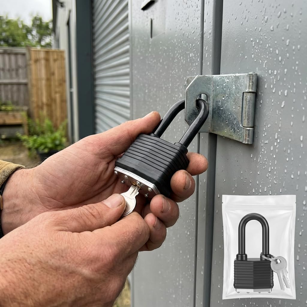 Weather Resistant Padlock with 2 Key 40mm Laminated Steel Hardened Steel Padlock with 1.65 Inch Shackle Plastic Coating for Door Locker