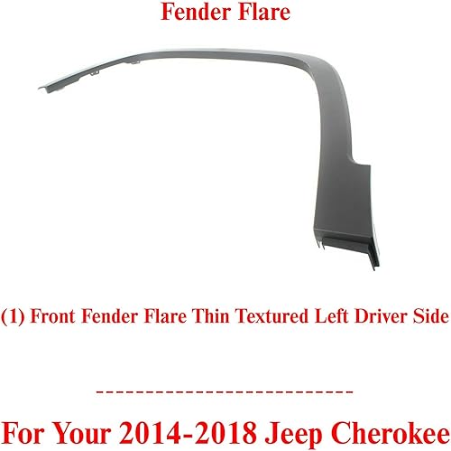 Miniatura 2 de Nuevo guardabarros delantero Flare Delgado texturizado izquierdo lado conductor reemplazo directo para Jeep Cherokee 2014-2018 68210315AE CH1290111