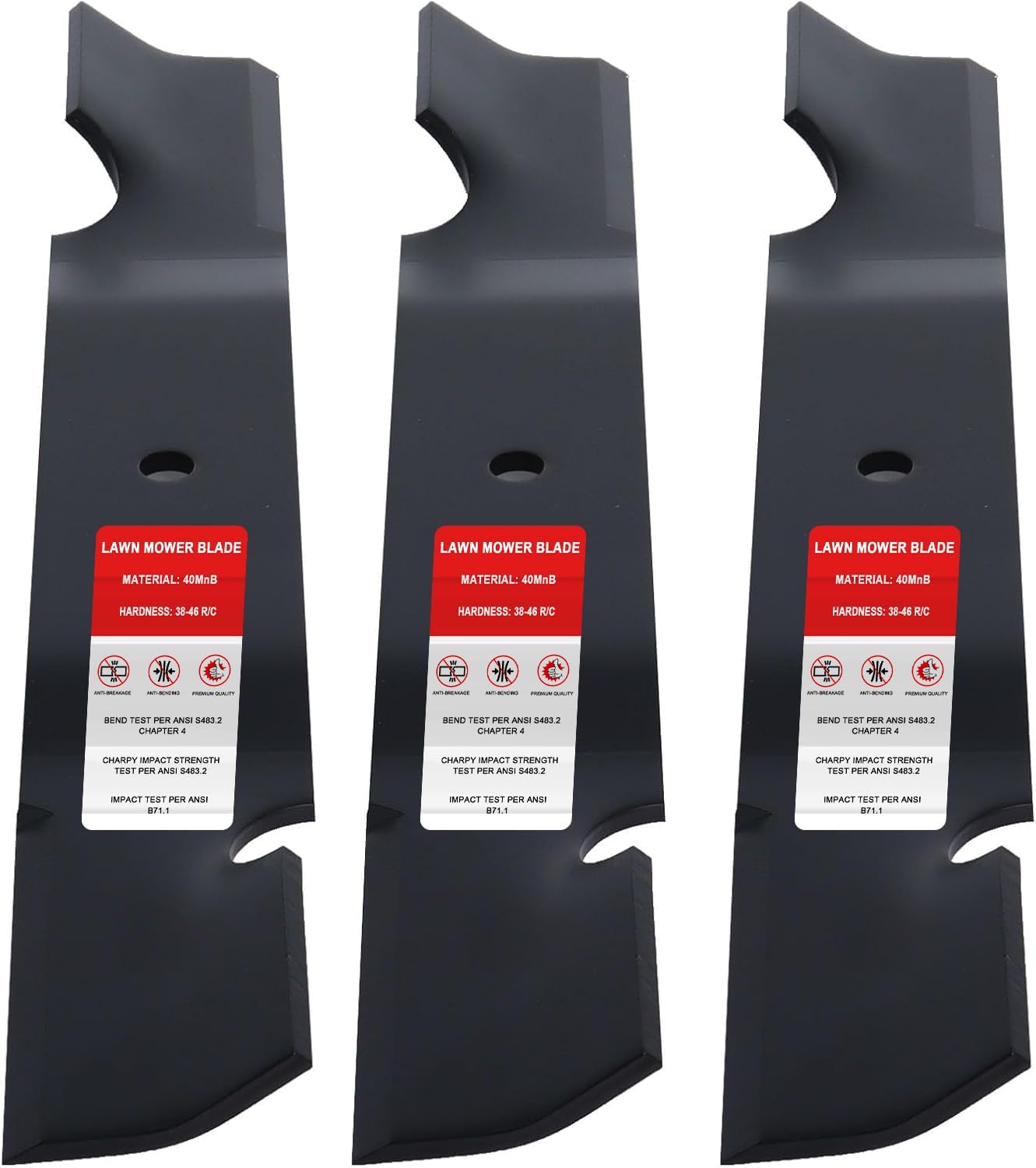 Wadoy 320239 Mower Blades with 1/2" Centre Hole, 18" High-Lift Mower Blade 3 Pack Compatible with Grasshopperr 52" Decks 3452 6052 6152 9052 9252 9352 9552 9652 9852