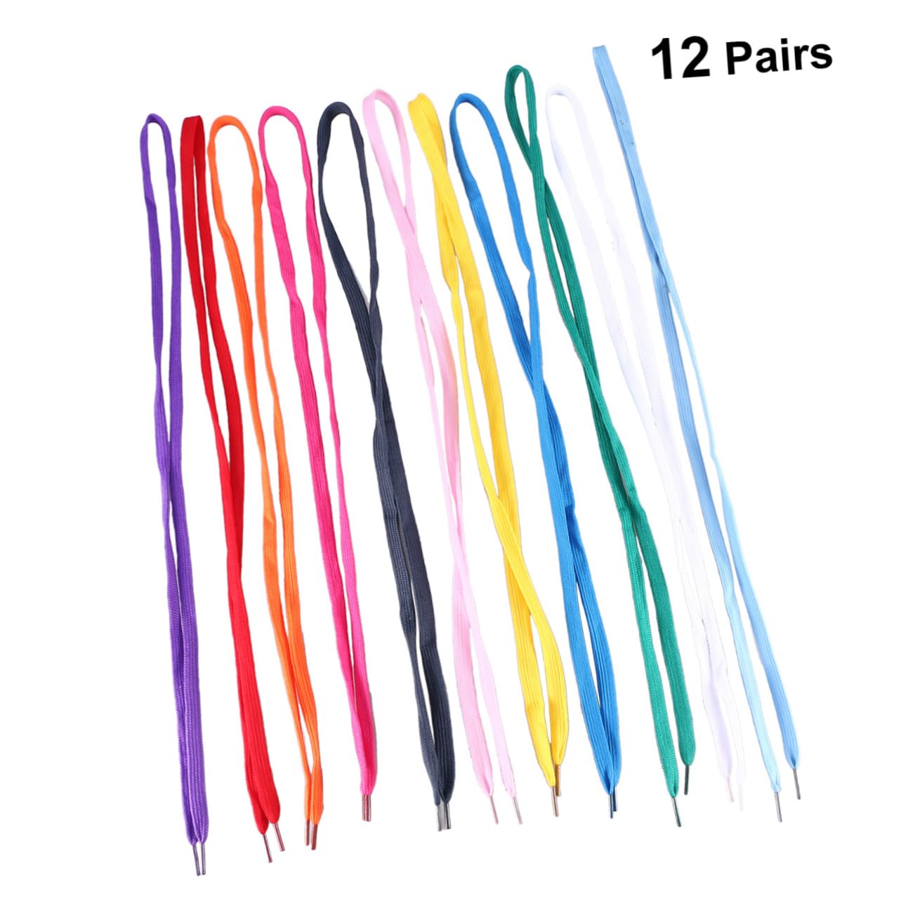 Lacets Plats de Chaussures de Sport Colorés, Lot de 12 Paires