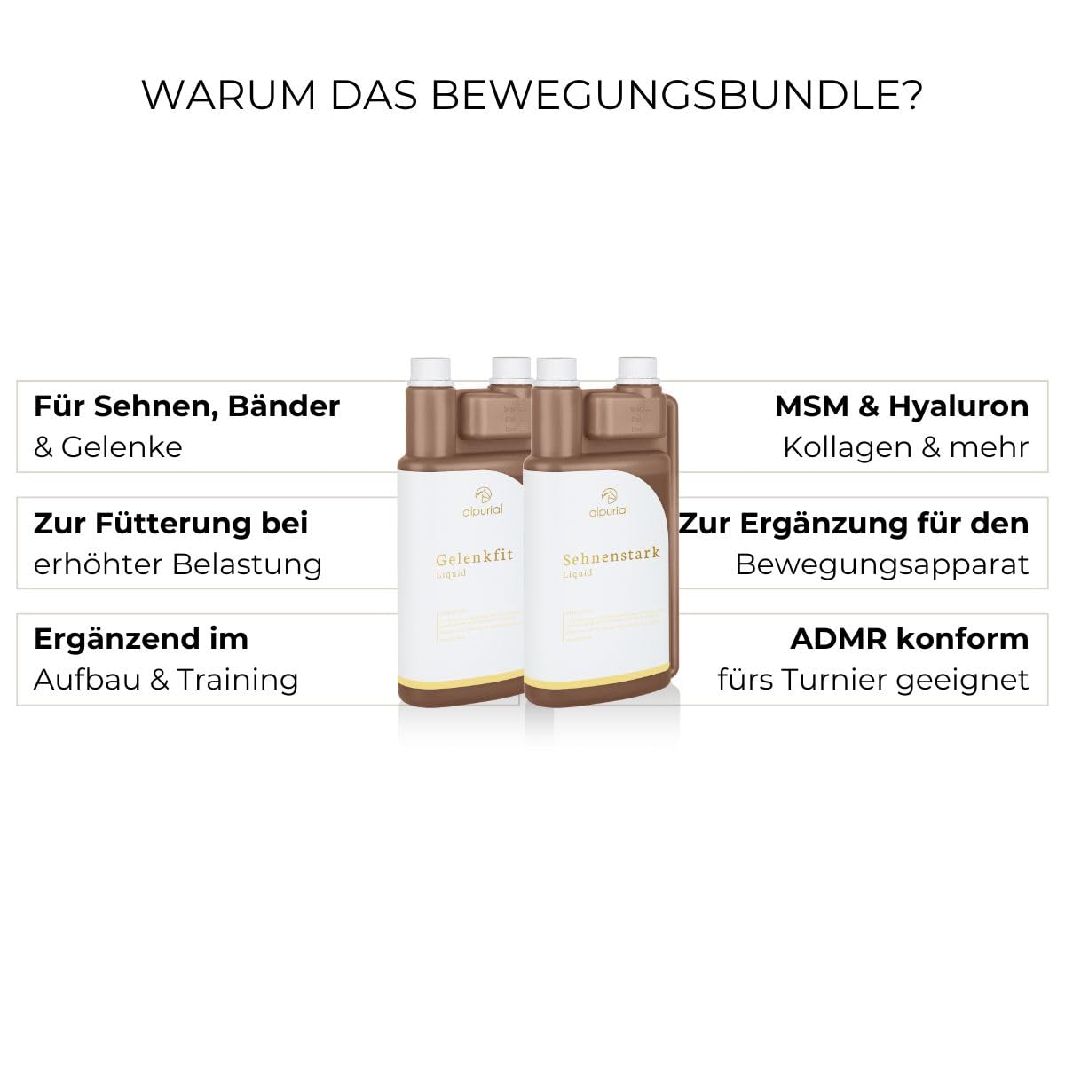Bewegungsbundle – Ergänzungsfuttermittel für Pferde mit fütterungsbedingtem Bedarf im Bewegungsapparat – Kombination aus Gelenkfit & Sehnenstark – vom Tierarzt entwickelt