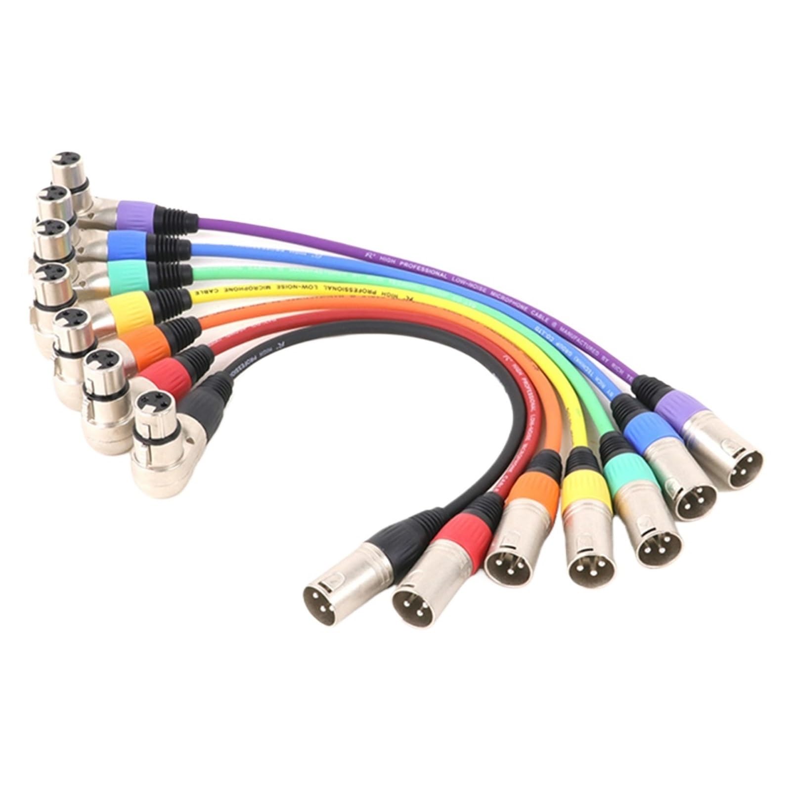 XLR XLR żeński/męski pod kątem prostym 3-pinowy wielobarwny XLR męski/żeński 3-pinowy kabel do miksera mikrofonu 0,3 M-25 M (MF-żółty, 2 m)