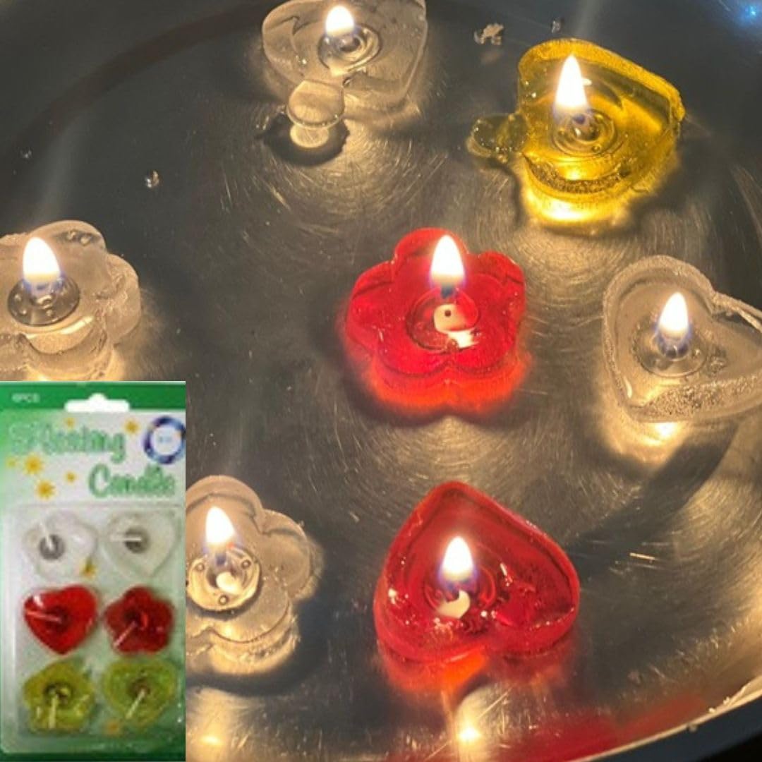 Litetron Floating Candles Water Candles- Tea Light -Unscented -Multishaped- Long Burning Time Multipack Decor Wedding Romantic (6)