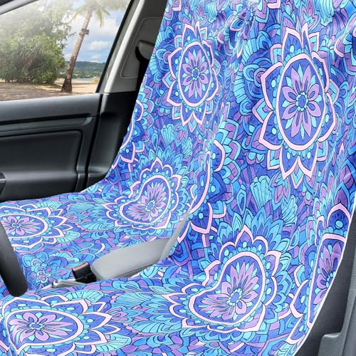 Image of Hahafelt 2 Pack Car Seat Towel Cover with Storage Bag, Sea Turtles, Mandala