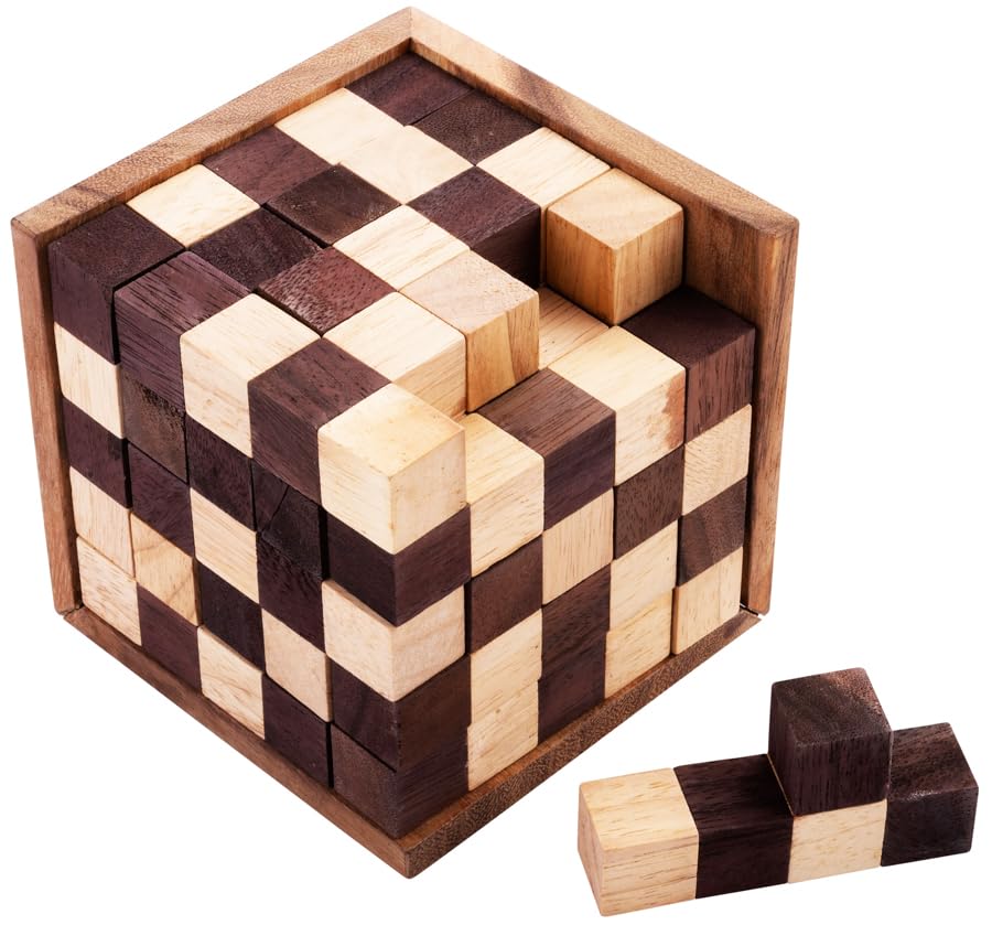 Engelhart - 350190-125 Cubos Rompecabezas de Madera Nivel difícil para Adultos - 25 Piezas - solución en el Juego – 14 x 14 x 14 cm