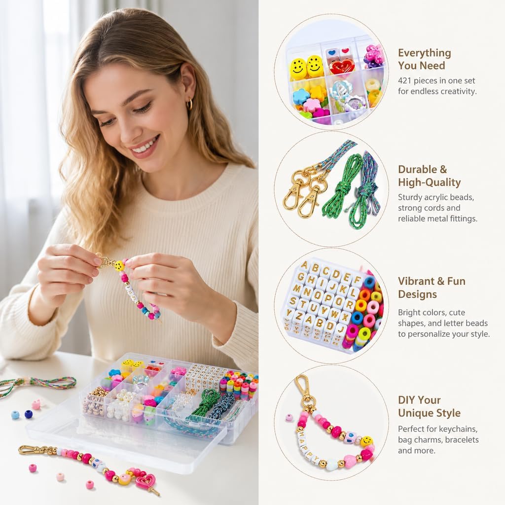 FR Happy Face Bracelet Making Kit - DIY Letter Bead Jewelry Craft Set