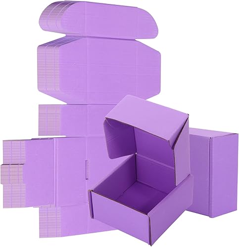 Miniatura 20 de Paquete de 25 cajas de envío pequeñas de cartón corrugado morado de 7 x 5 x 2 pulgadas, caja corrugada para embalaje de pequeñas empresas, cajas