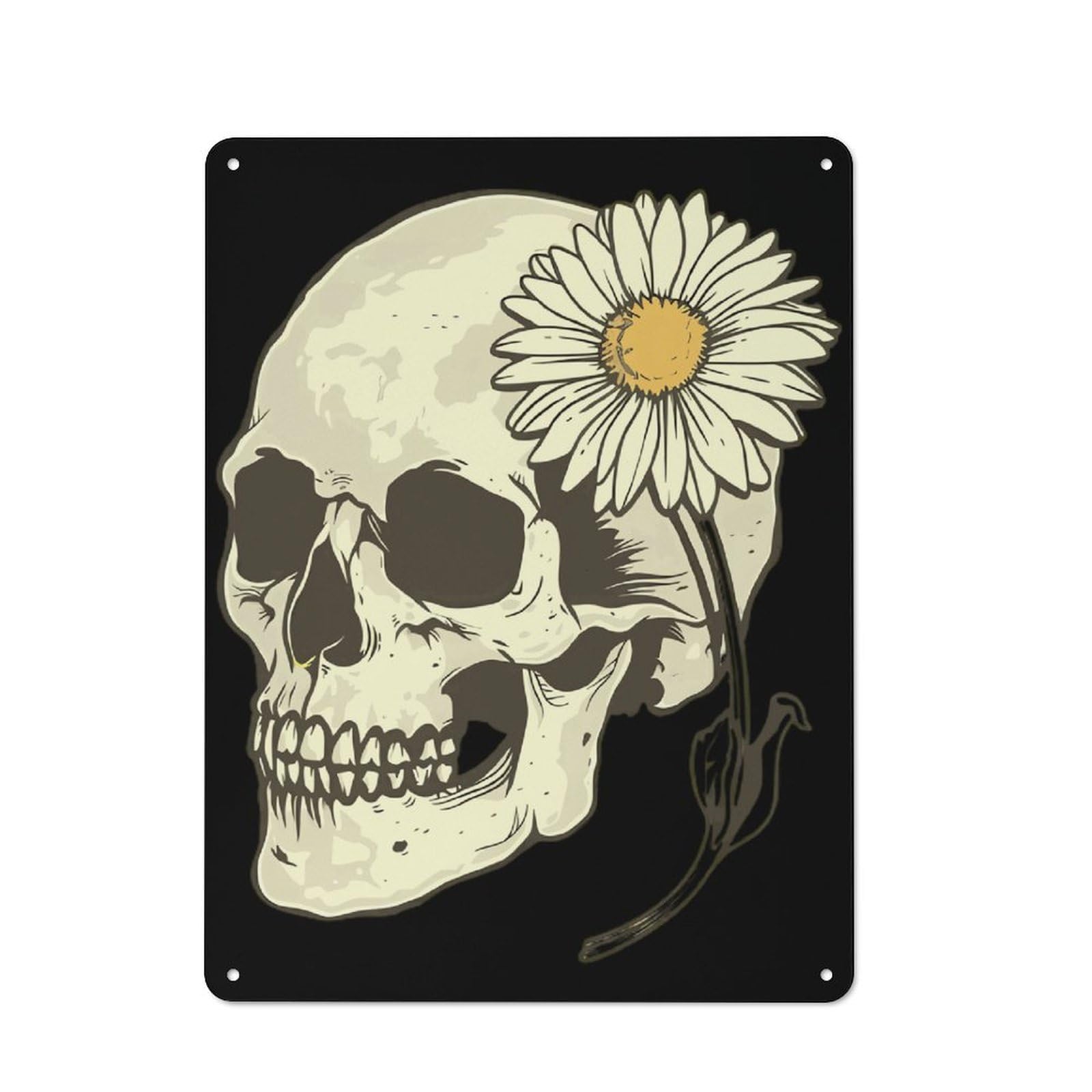 Amazon.com: Skull with Daisy Flower Vintage Tin Sign Painting Wall