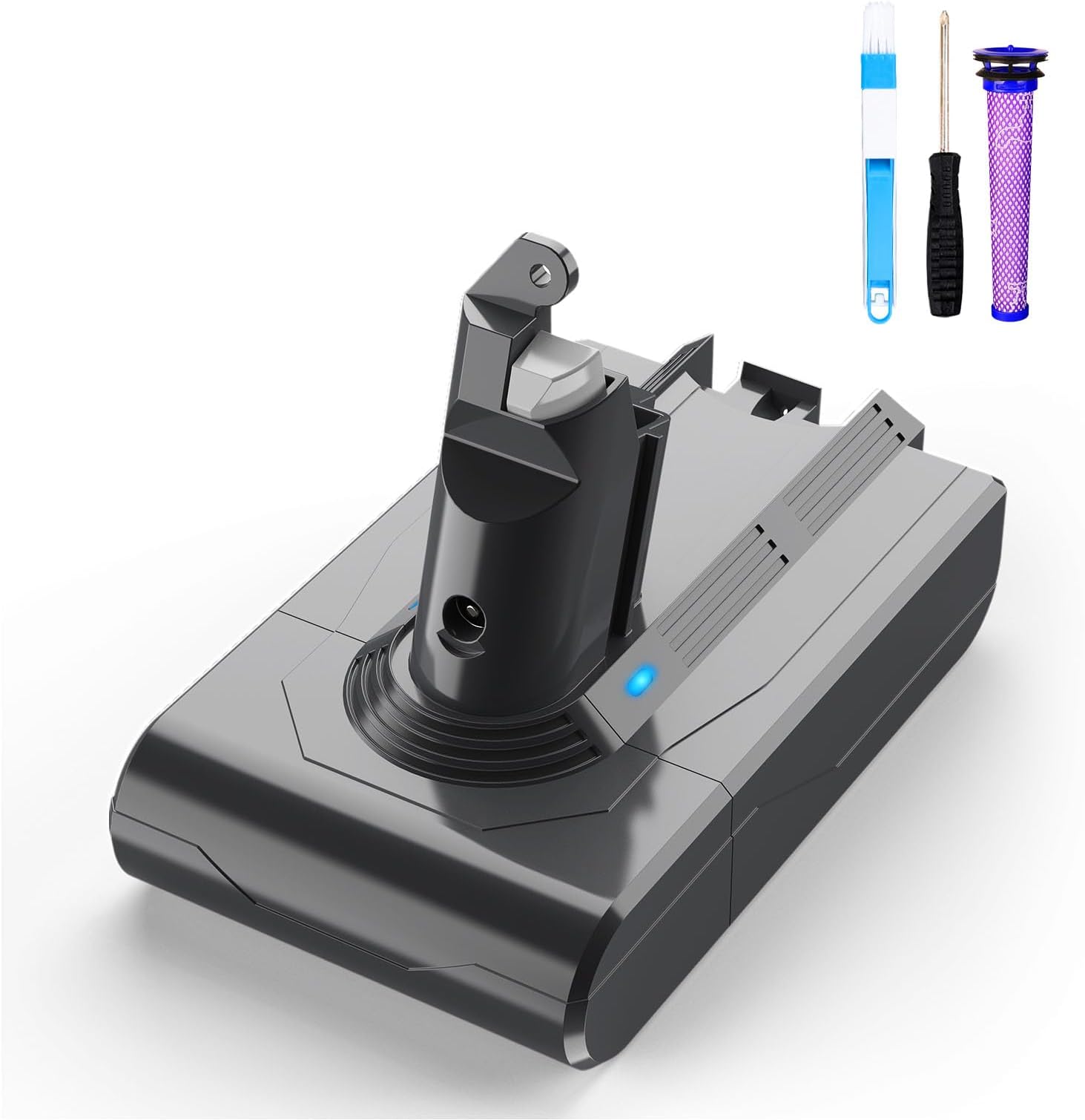 4.0AH Cordless V6 Battery Replacement, 21.6V Compatible with V6 SV03 SV04 SV09 DC58 DC59 DC62 DC72 V6 Animal V6 Fluffly V6 Absolute V6 Motorhead Vacuum Cleaner with 2 Filters