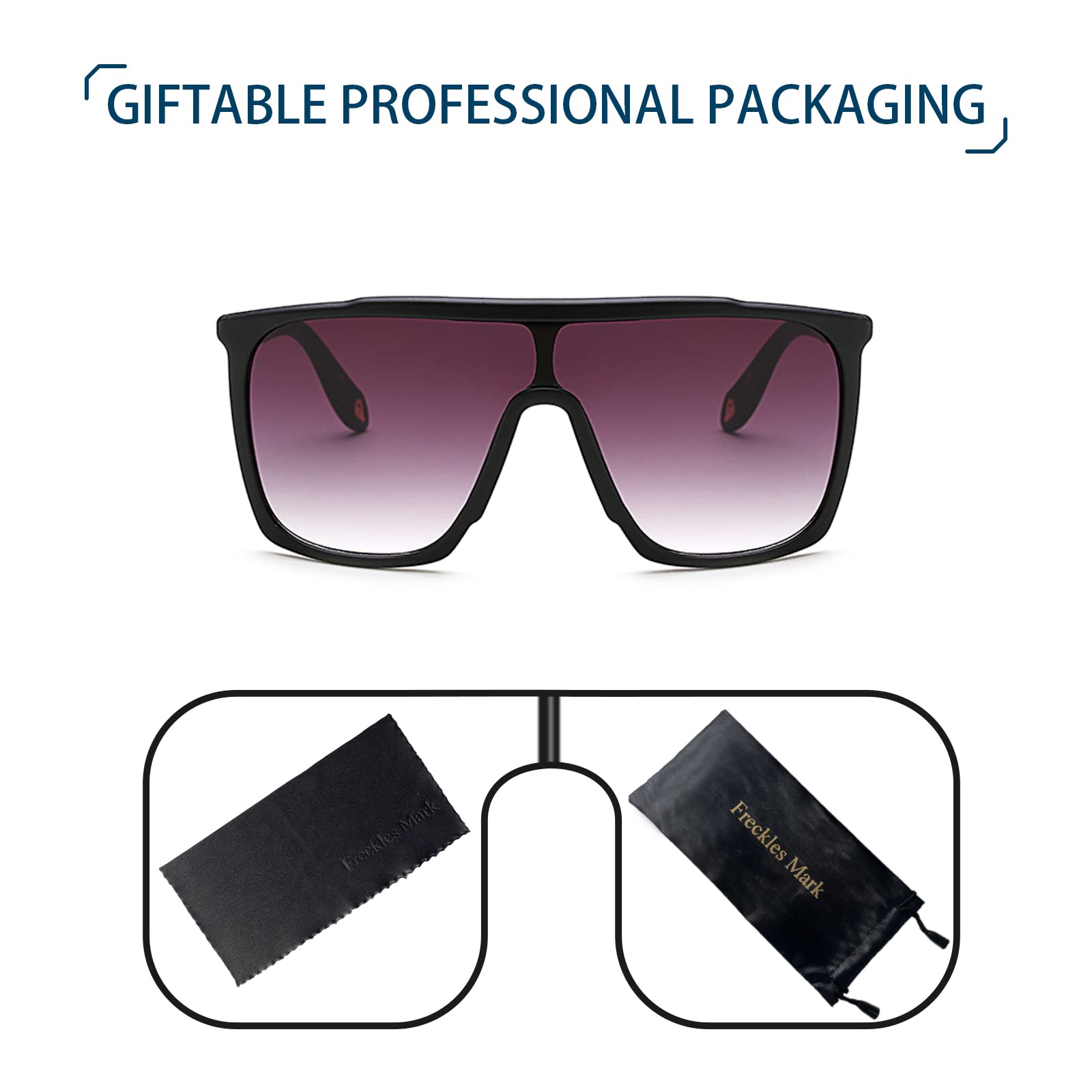 Übergroße 70er-Jahre-Retro-Sonnenbrille für Herren und Damen, Vintage, flache Oberseite, quadratische Brille, Mattes Schwarz, oversize | Coole, einteilige Linse, klassische Schild-Farbtöne, stilvoll, dünner Rand, Fahren, Strand, Pool, Disco, Clubbing, Str