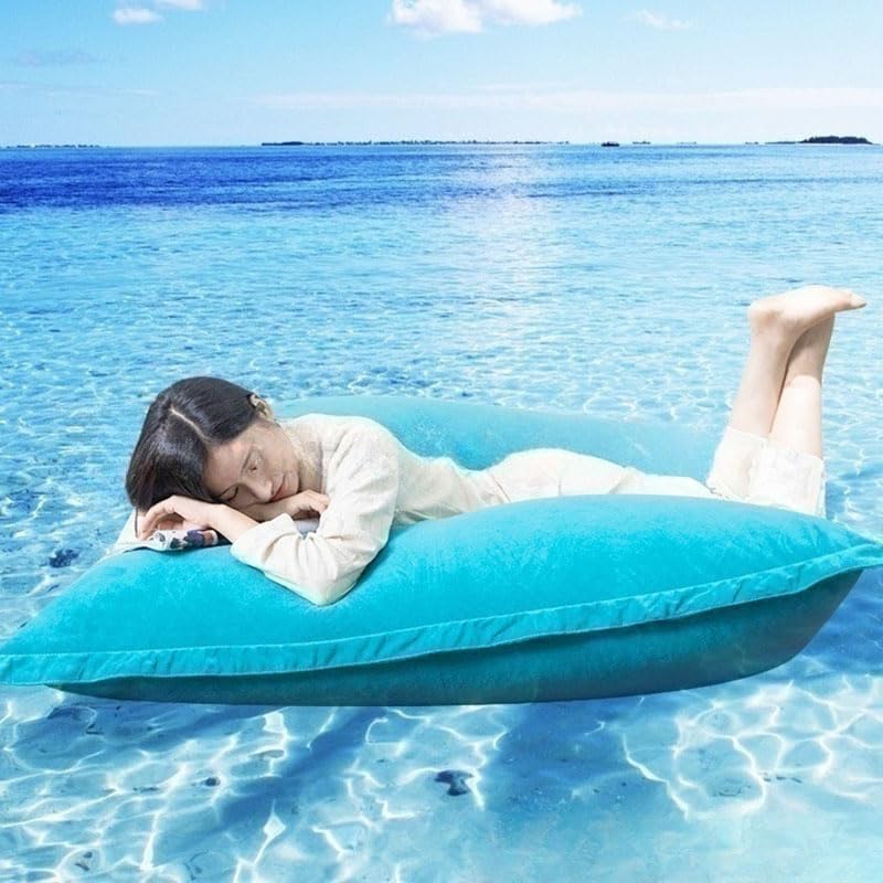 Sofá inflable gigante flotante para piscina, 140 x 180 cm, color azul cielo, perfecto para relajarse y descansar en el agua, no requiere relleno, ideal para fiestas en la piscina
