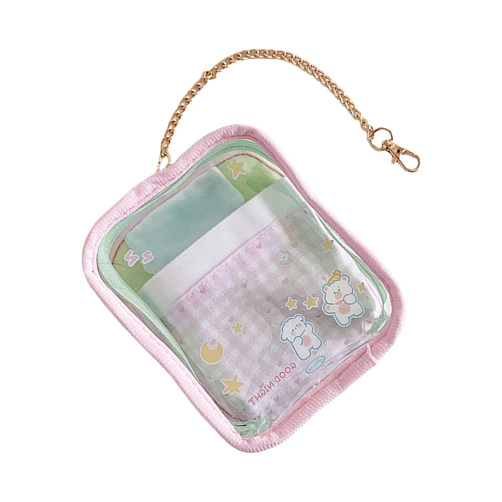 Jazuaiao Cartoon Printed PVC Clear Bag Multiple Pockets Lightweight Carryall Kids Activity Display Bag for Daily Essential Water Resistant Kids Activity Display