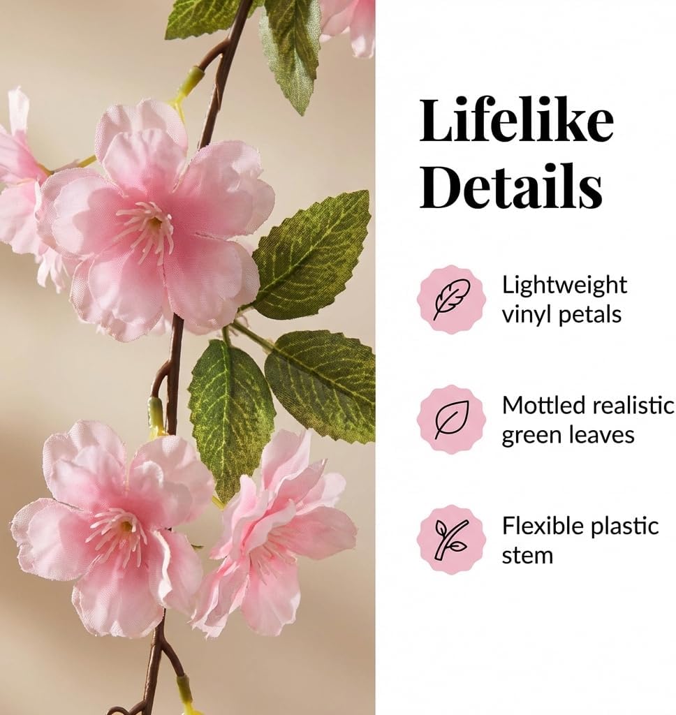 Blush Pink Blossom Artificial Flower Garland - 68 inches