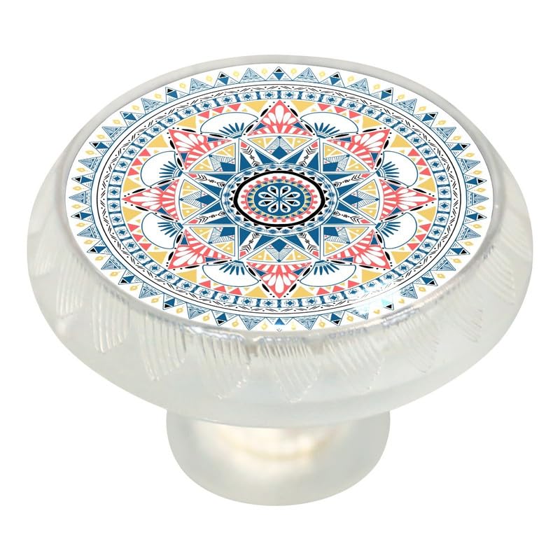 LORVIES 4 Pack 1.37" Bohemia Decorative Cabinet Knobs, ABS Glass Round Transparent Single Hole, Dresser Drawer Handles Pulls for Home Kitchen (Yellow