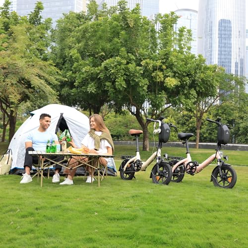 Miniatura 9 de Bodywel T16pro Bicicleta Eléctrica Plegable, 14 Mini E-Bike, 4.5 Pulgadas Pantalla Led, Batería 36v 7.8ah, Frenos De Doble Disco Y Suspensión Delantera Aqua Azul Portaequipajes Trasero