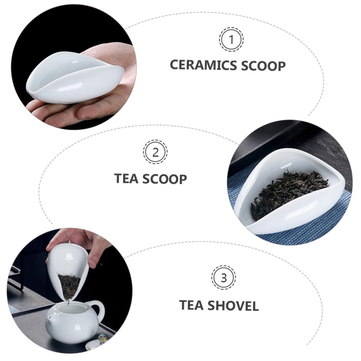 SMASOLO 1 PC Creative Ceramic Tea Scoop White Spoon for Teaware Accessories for Home Office Teahouse and Restaurant Use Ergonomic Design for Easy Cleaning
