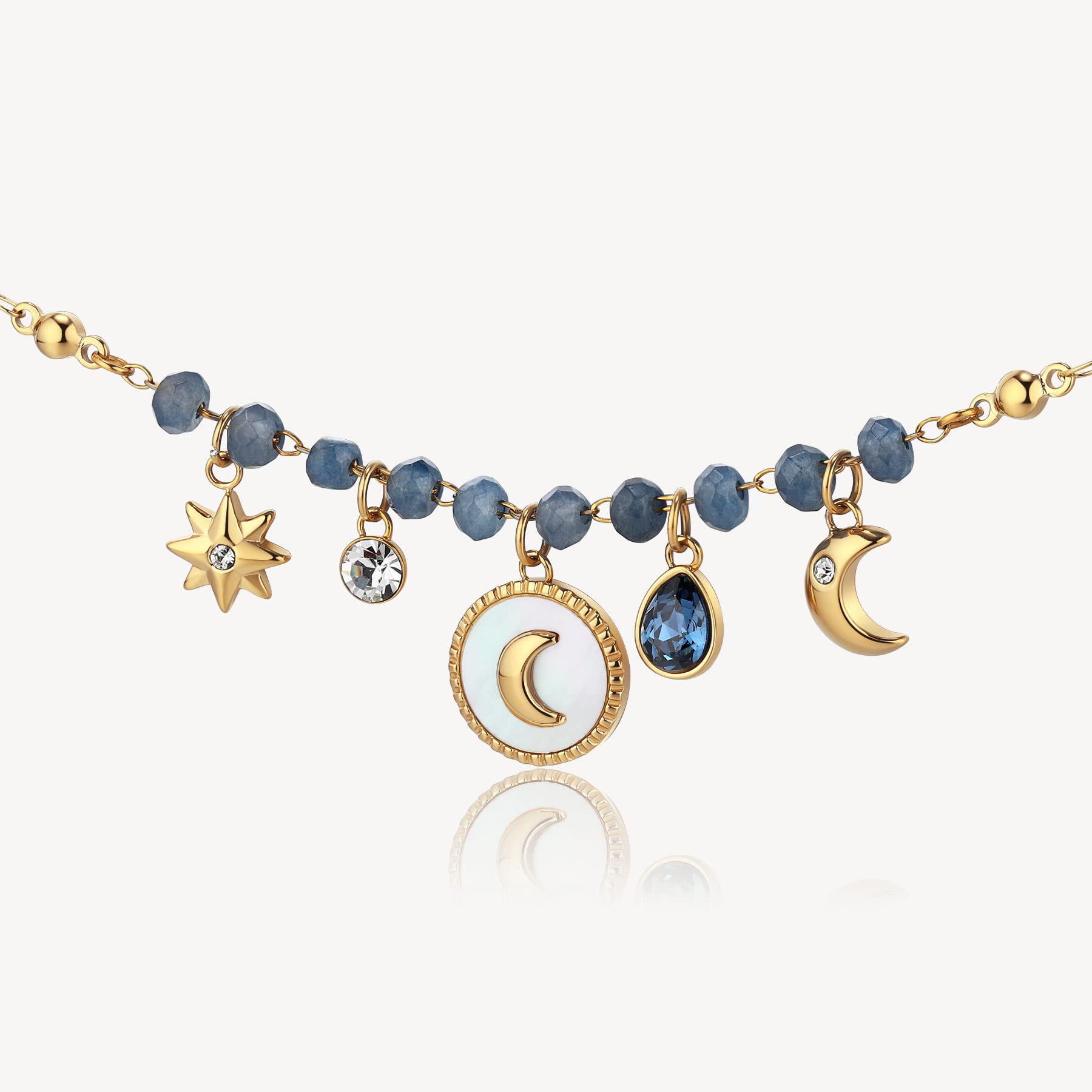 Brosway Collana Donna in Acciaio e Cristalli/pietre Naturali con Simbolo Luna | Collezione Chakra - BHKN086